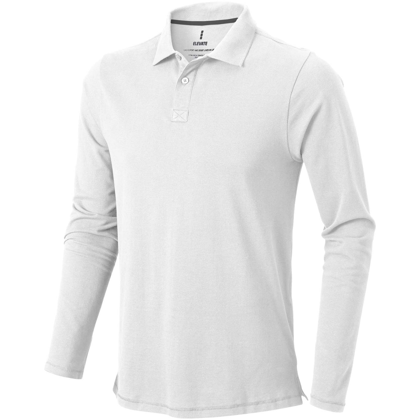 Calgary 180 g/m² Langarm Poloshirt für Herren weiss
