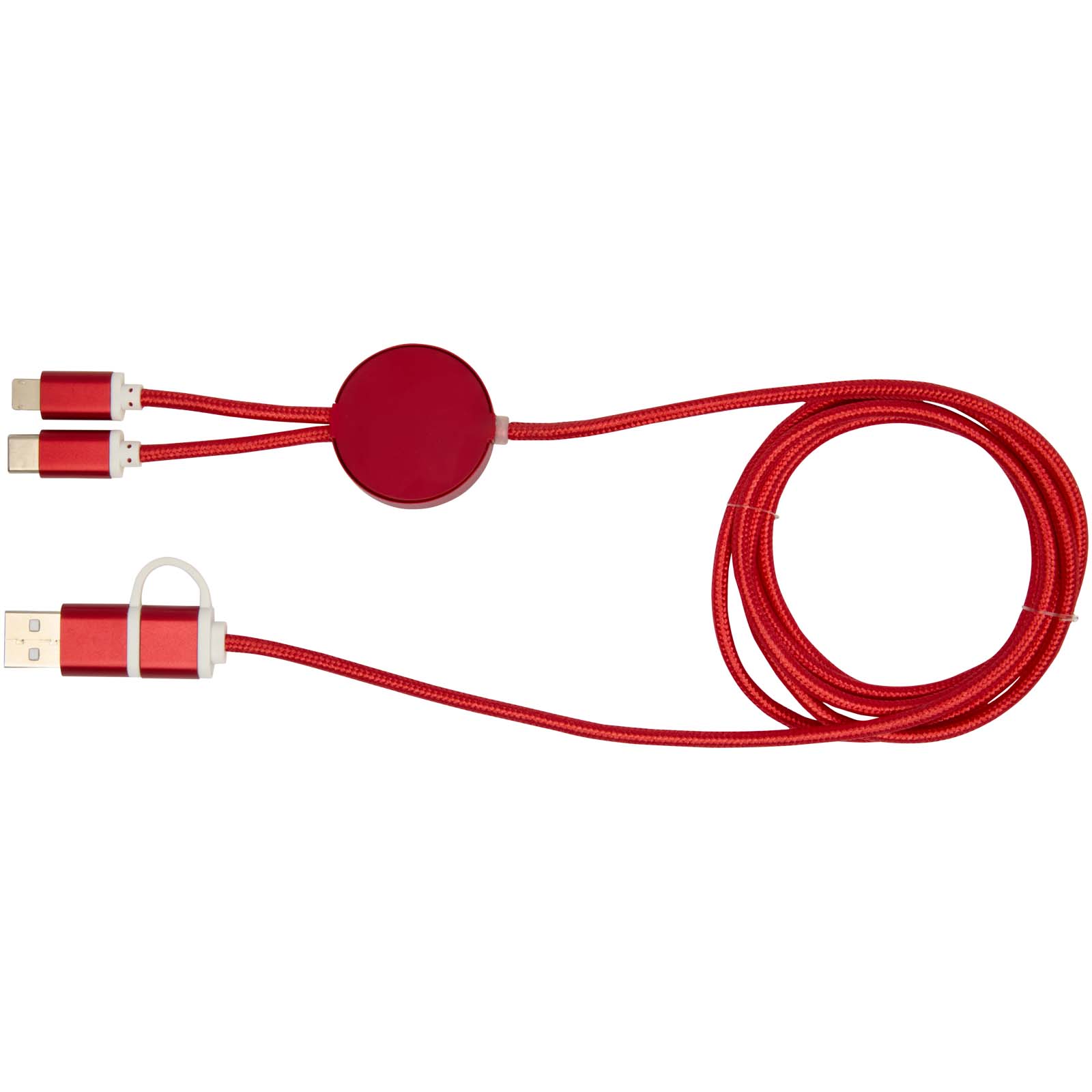 Alasia 150 cm 5-in-1 Kabel aus recyceltem Kunststoff für Datenübertragung und 27W Schnellladung rot