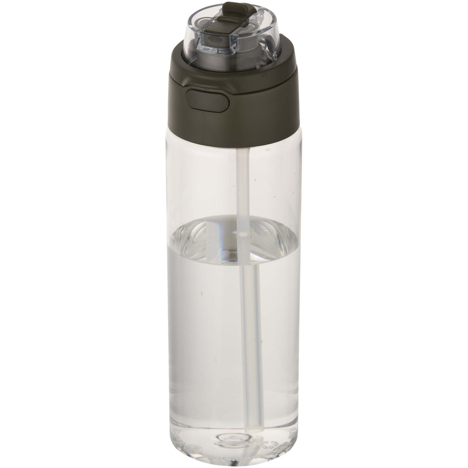 Theron 700 ml RCS Trinkflasche aus recyceltem Kunststoff mit Multifunktionsdeckel und Klappstrohhalm waldgrün