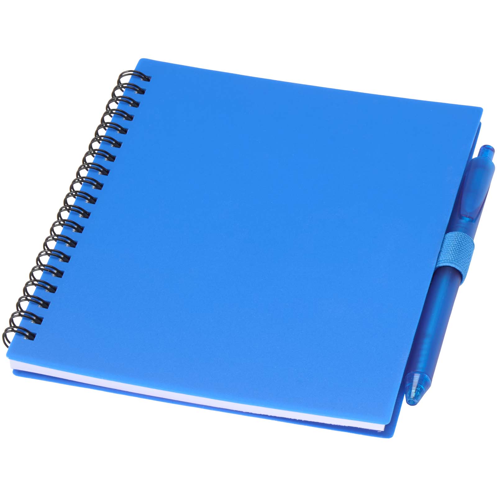 Niove Softcover Notizbuch aus recyceltem Kunststoff mit Kugelschreiber (blaue Mine) blau