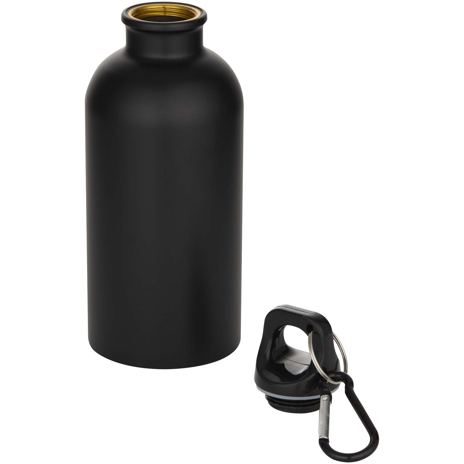 Oregon 400 ml matte RCS-zertifizierte einwandige Trinkflasche aus recyceltem Edelstahl mit Karabinerhaken schwarz