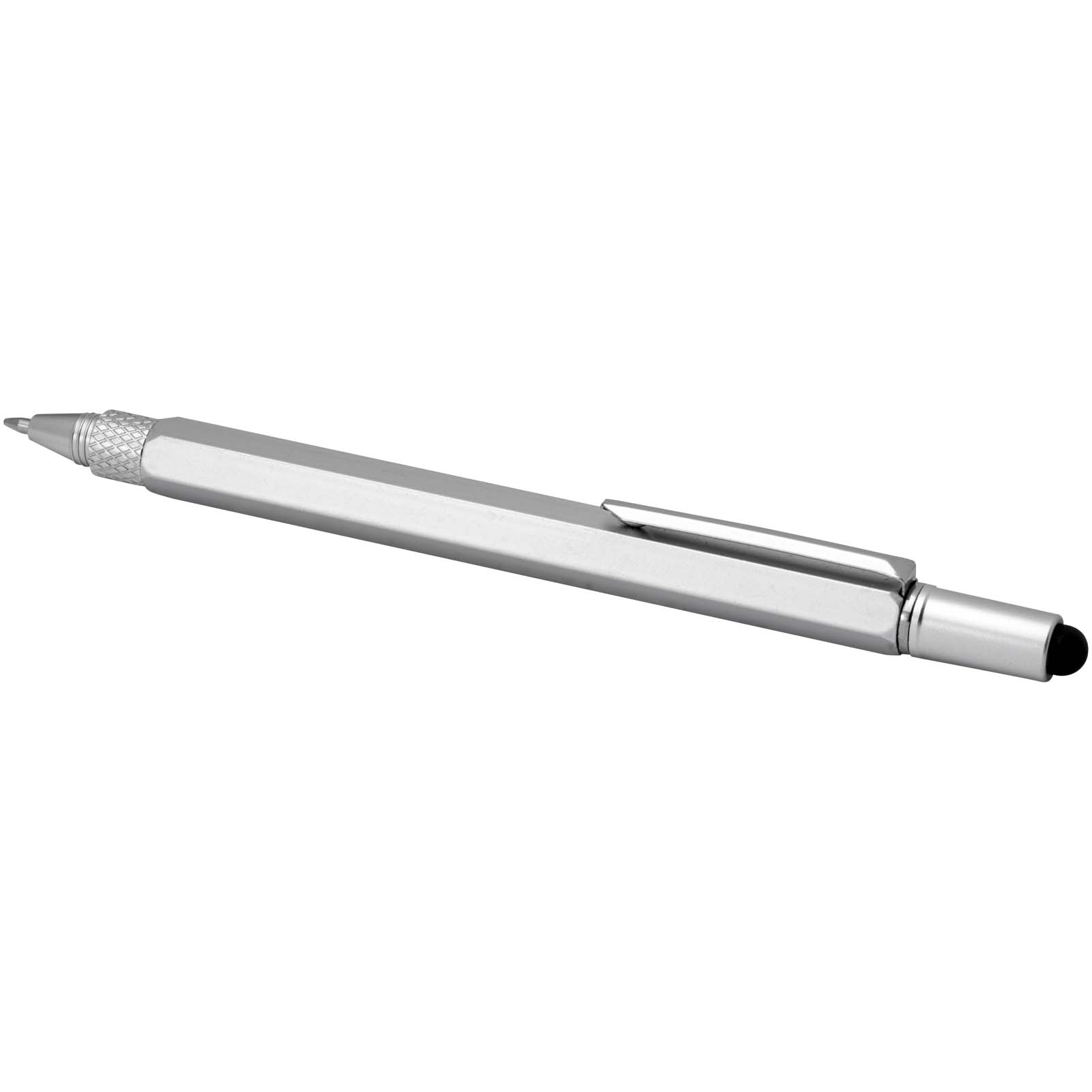 Dora Multifunktionsstift aus recyceltem Aluminium (schwarze Mine) silber