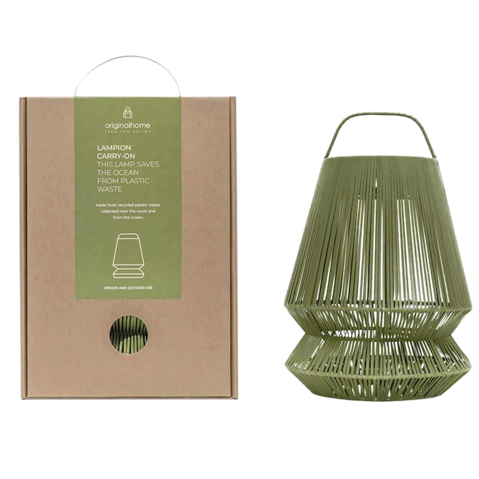 Originalhome Lampion tragbare Laterne aus recyceltem Material grün