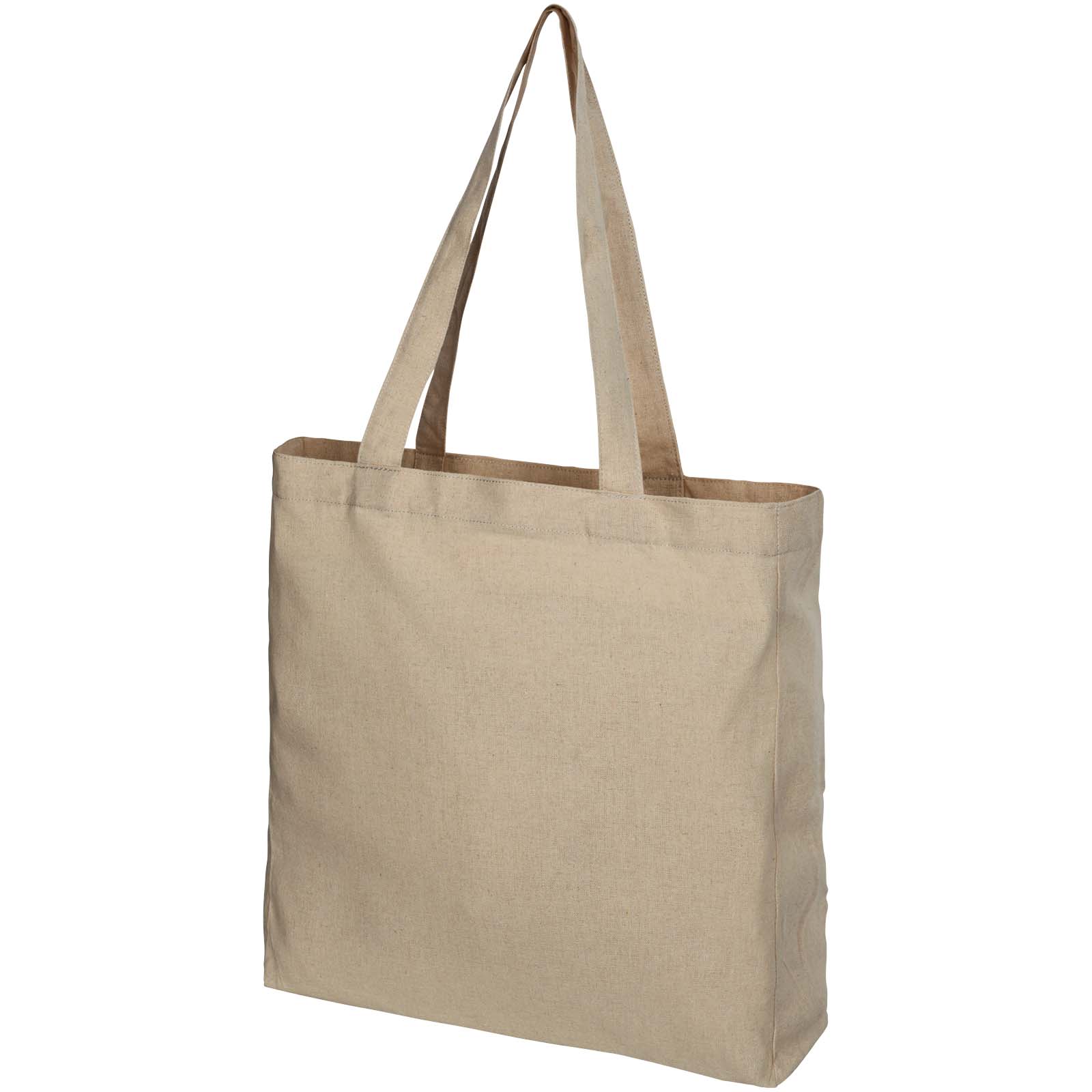 Pheebs 210 g/m² recycelte Tragetasche mit Seitenfalten 13L heather natur