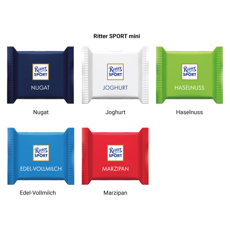 Werbekarte Midi, Ritter SPORT mini Haselnuss