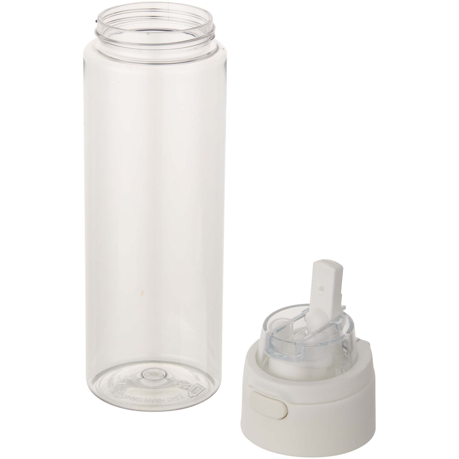Theron 700 ml RCS Trinkflasche aus recyceltem Kunststoff mit Multifunktionsdeckel und Klappstrohhalm transparent klar
