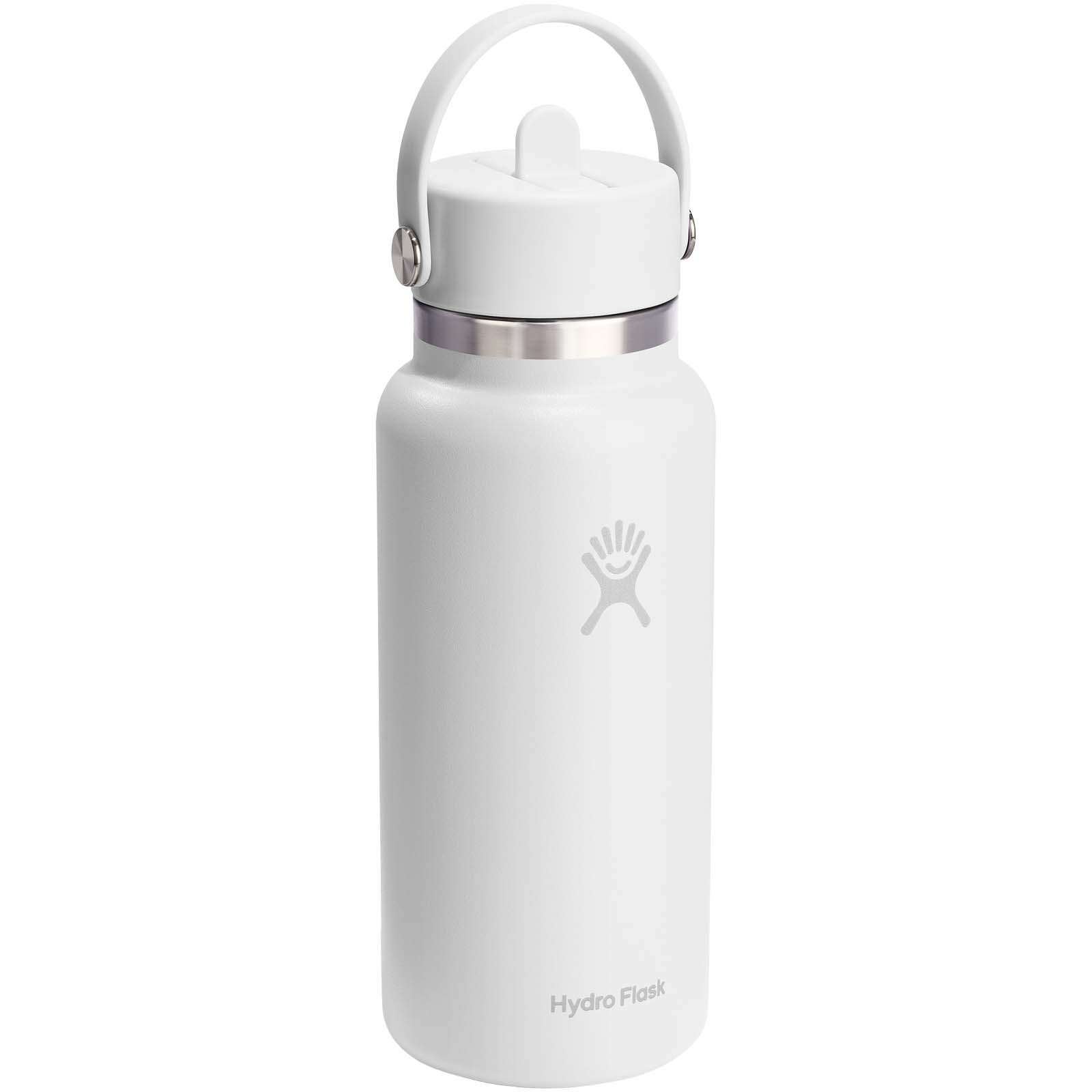 Hydro Flask Wide Mouth 946 ml isolierte Edelstahl Trinkflasche mit Strohhalmverschluss schwarz