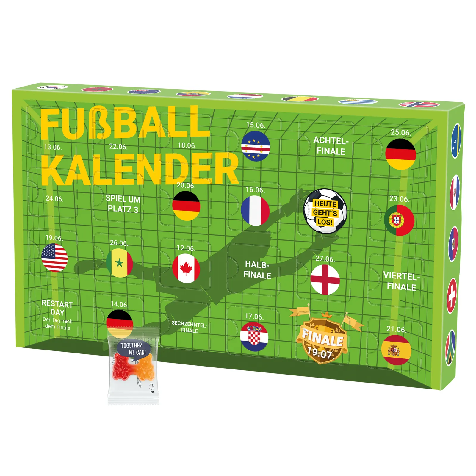 Eventkalender Eco L Papierblister, Fruchtgummi Teambärchen