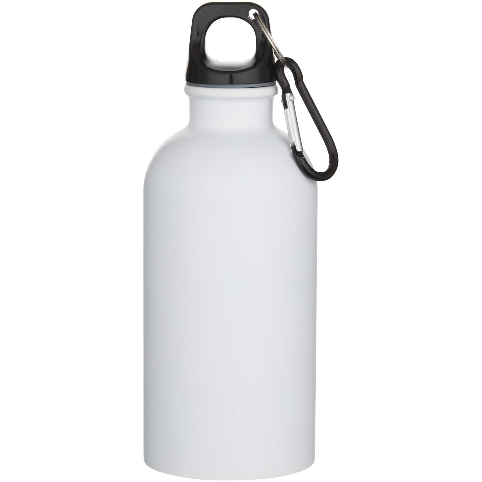Oregon 400 ml matte RCS-zertifizierte einwandige Trinkflasche aus recyceltem Edelstahl mit Karabinerhaken weiss