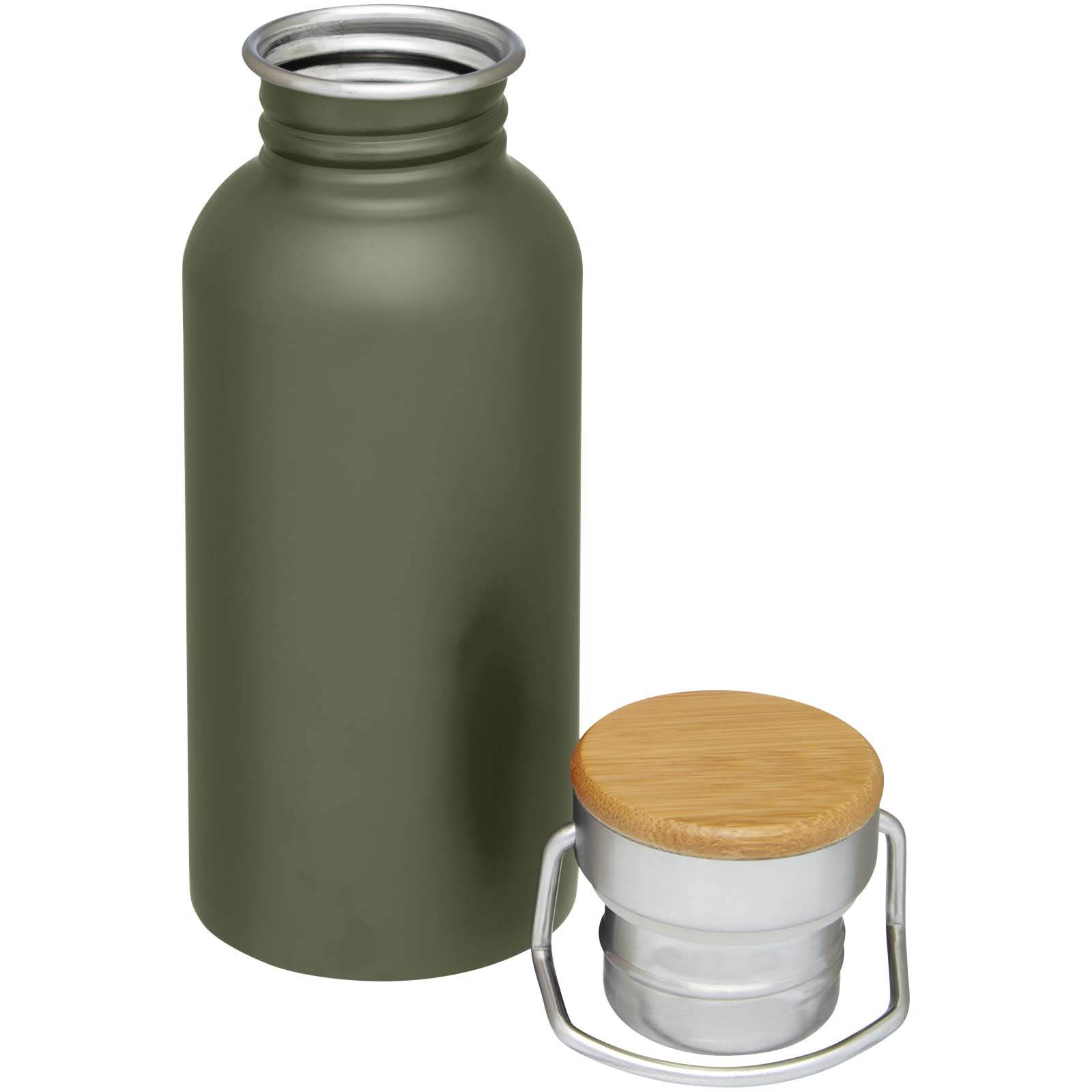 Thor 550 ml einwandige Trinkflasche aus recyceltem Edelstahl waldgrün