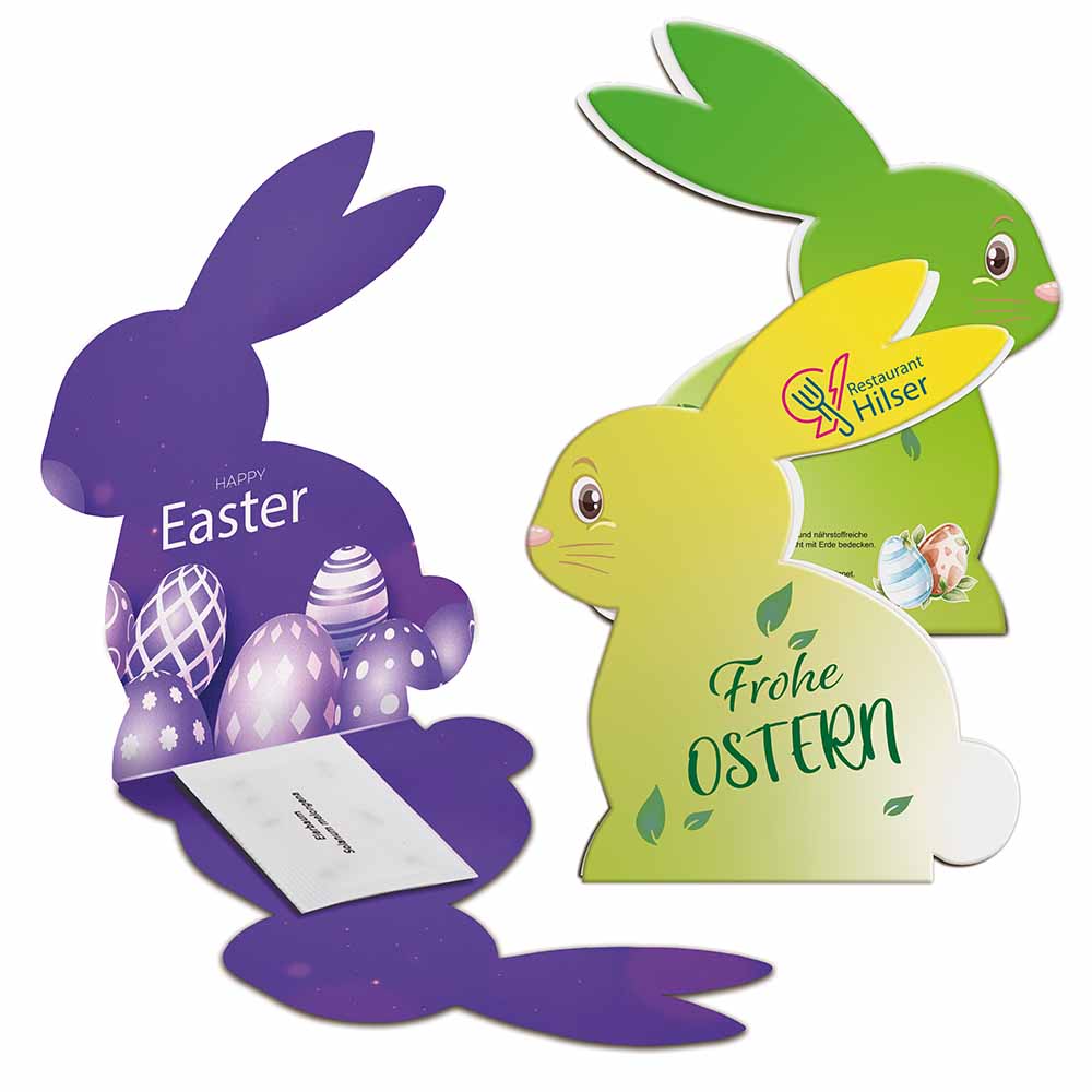Klappkärtchen Osterhase - Druck individuell 4/4-c