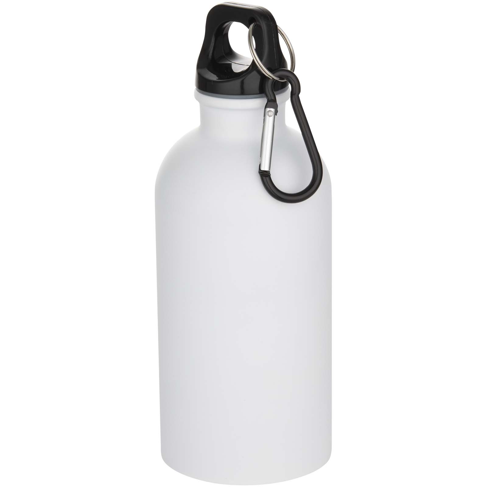 Oregon 400 ml matte RCS-zertifizierte einwandige Trinkflasche aus recyceltem Edelstahl mit Karabinerhaken weiss