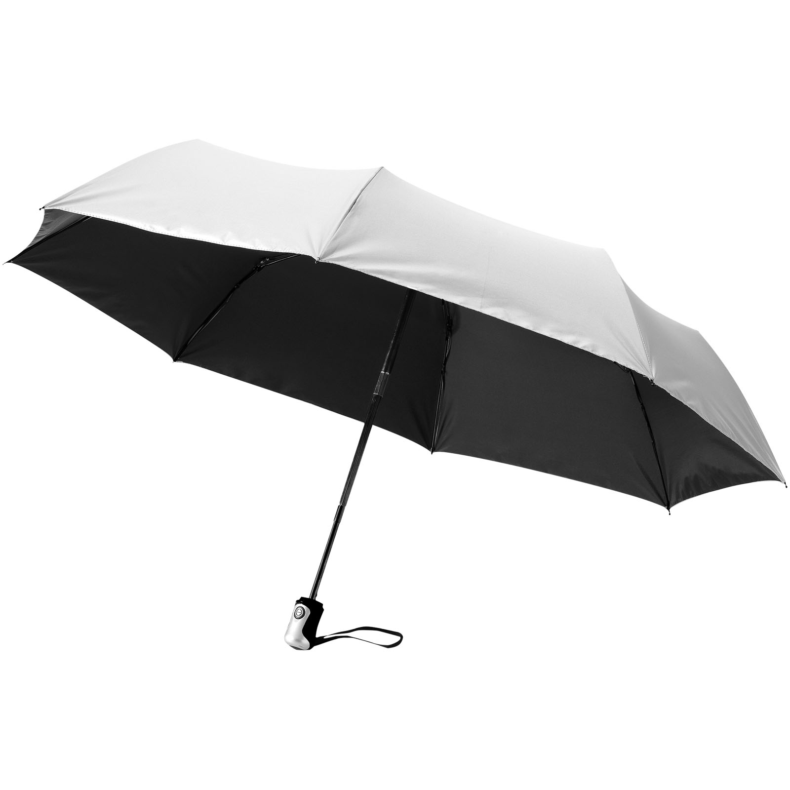 Alex 21,5" Vollautomatik Kompaktregenschirm silber, schwarz