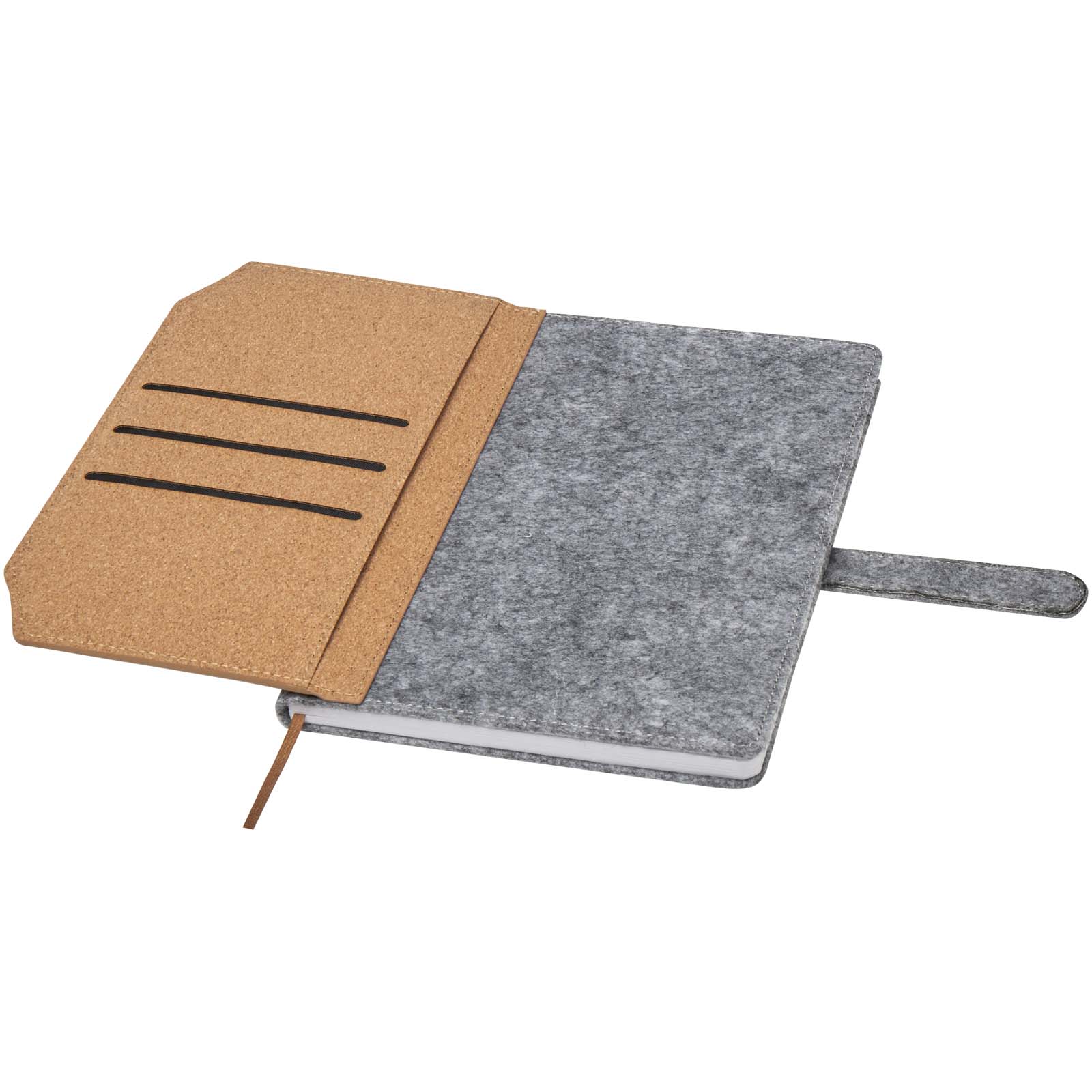 Viviana A5 Notizbuch aus recyceltem Filz und Kork natur