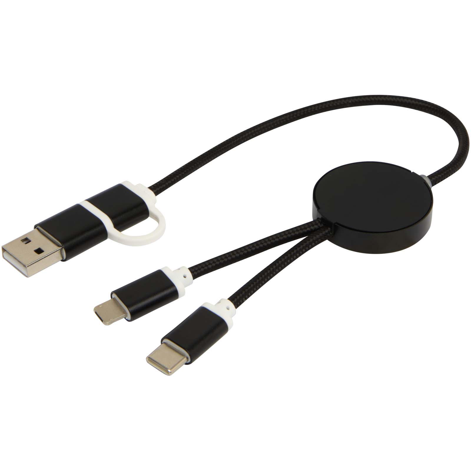 Alasia 30 cm 5-in-1 Kabel aus recyceltem Kunststoff für Datenübertragung und 27W Schnellladung schwarz