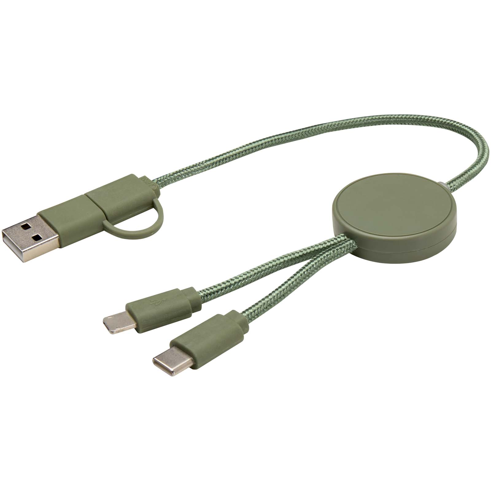 Citala 30 cm 5-in-1 Kabel aus recyceltem Kunststoff für Datenübertragung und 27W Schnellladung heather grün