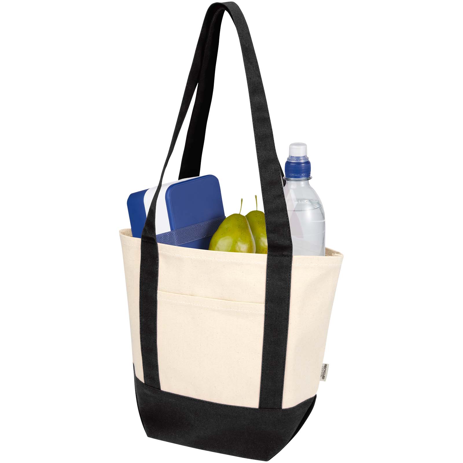 Sam 320 g/m² Mini-Tragetasche aus GRS recycelter Baumwolle schwarz, natur