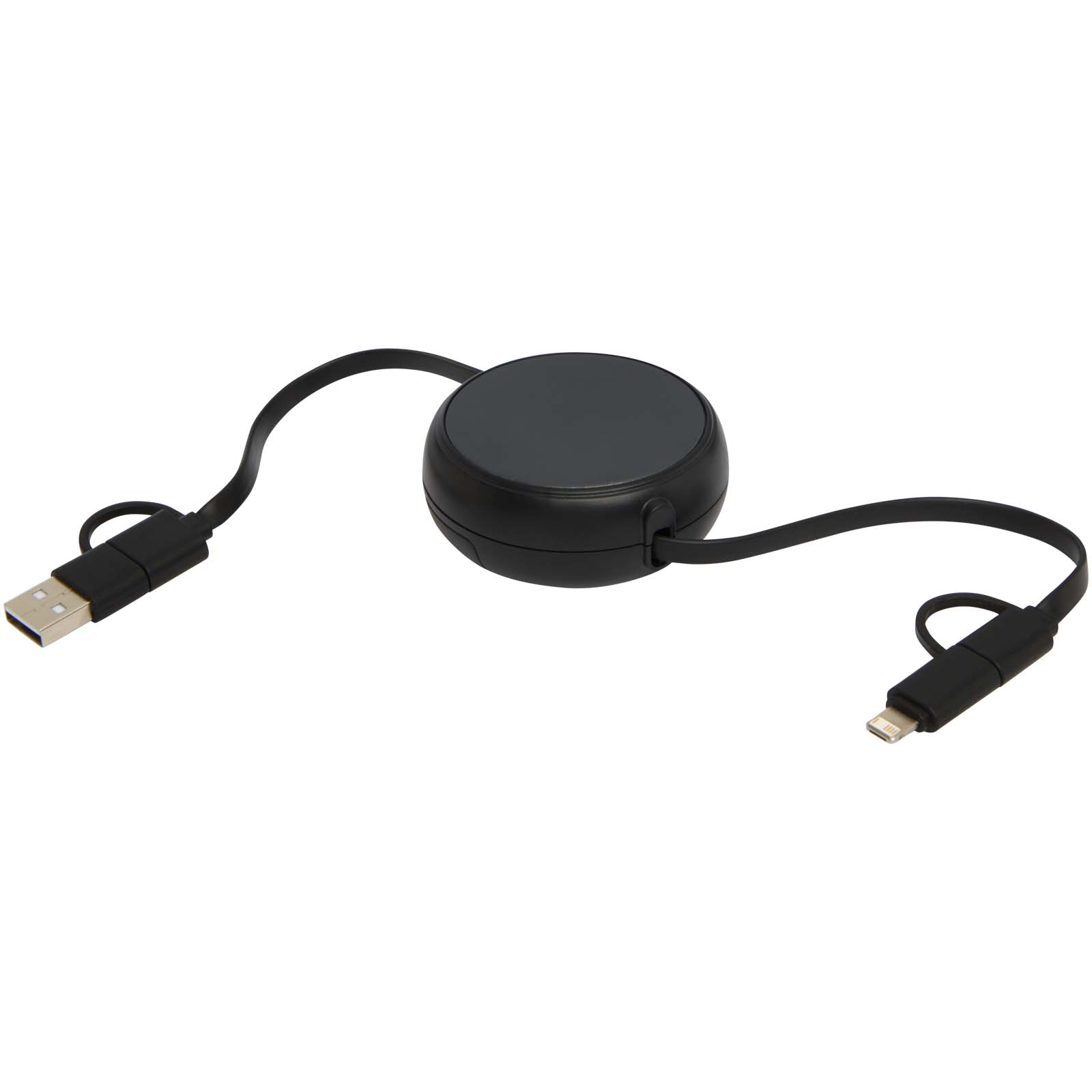 Alasia 100 cm 5-in-1 Kabel aus recyceltem Kunststoff und Aluminium, einziehbar, für Datenübertragung und mit 45W Schnellladun schwarz