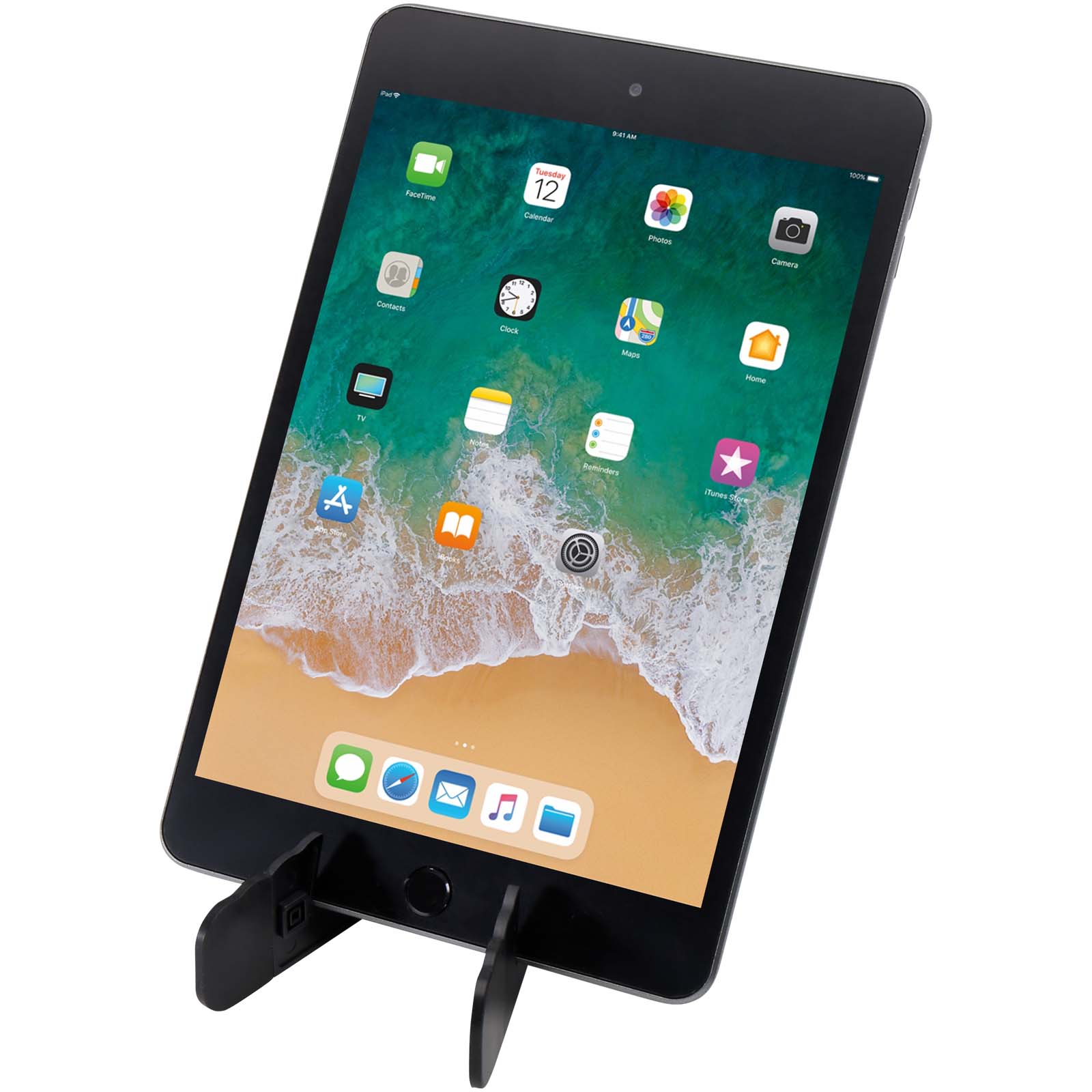 Buna faltbare Tablet- und Smartphonehalterung aus recyceltem Kunststoff schwarz