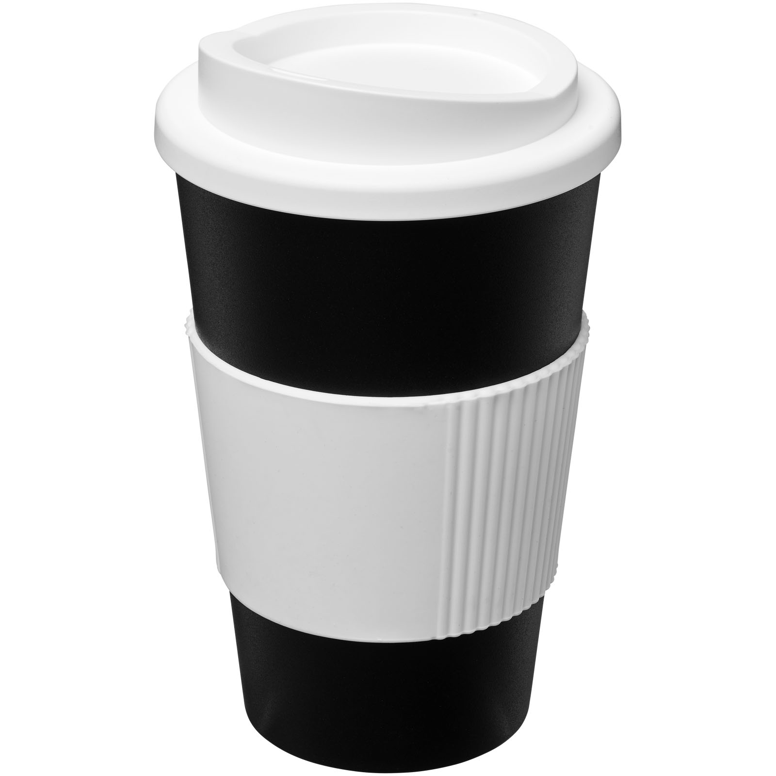 Americano® 350 ml Isolierbecher mit Schutzring schwarz, weiss