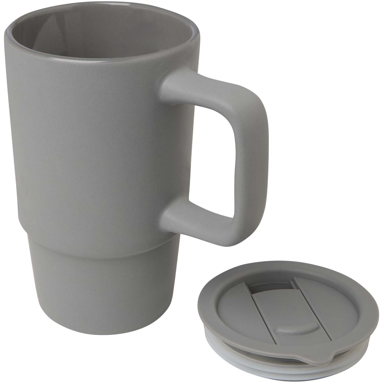 Carter 450 ml Keramiktasse mit Kunststoffdeckel grau
