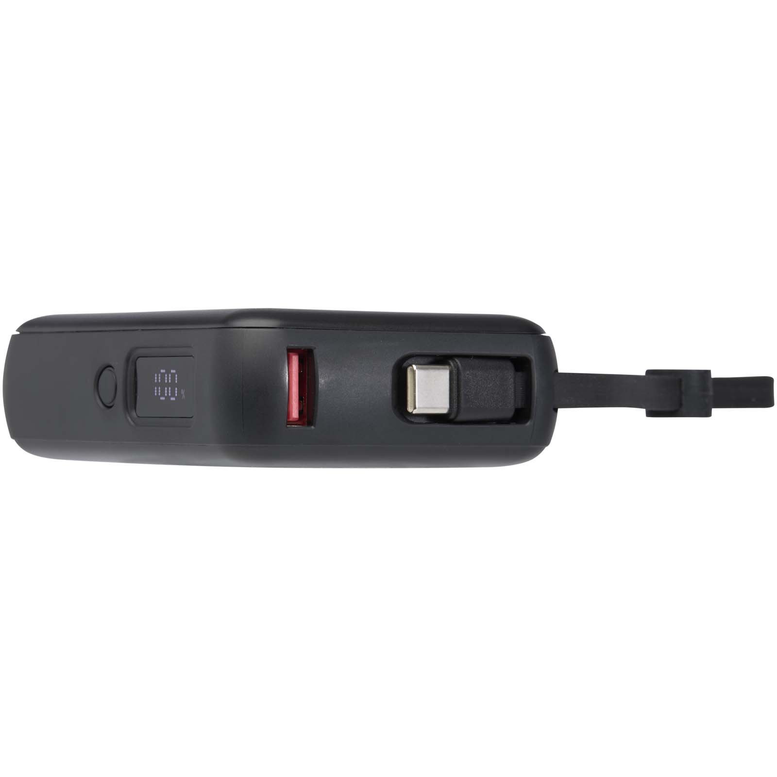 Acrux 35 W 10.000 mAh Tablet Powerbank mit integriertem Typ-C-Kabel aus recyceltem Kunststoff schwarz
