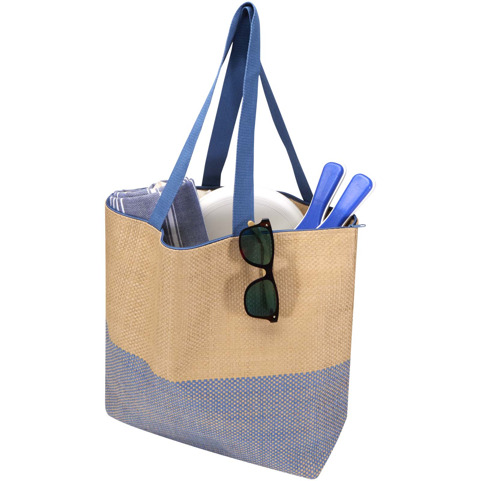 Rhythm große Strohpapier Tragetasche mit Reißverschluss, 21 l Ozeanblau