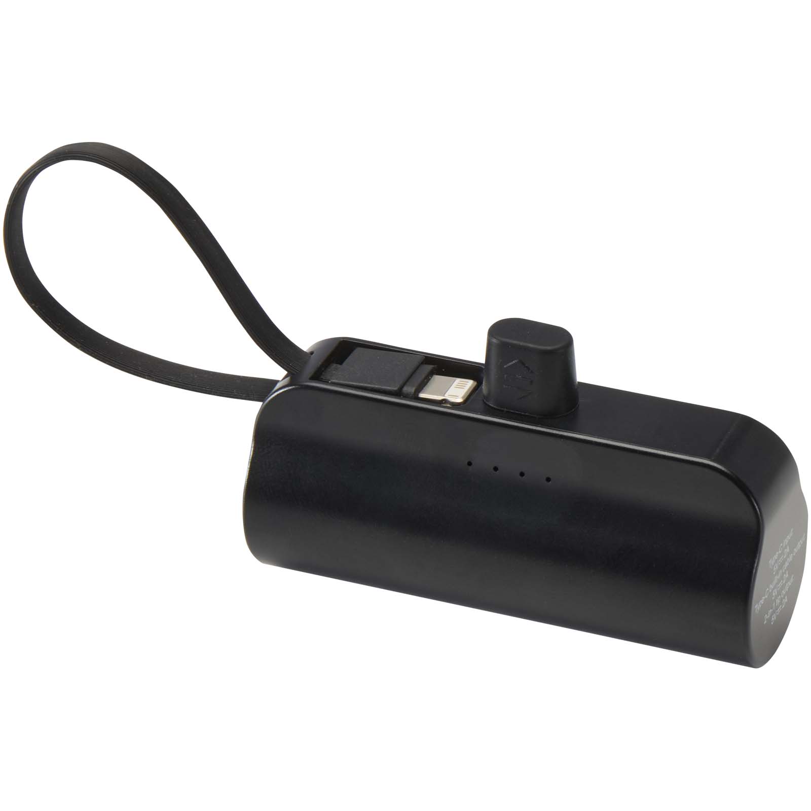 Alnair 10 W 5000 mAh Typ C Powerbank aus recyceltem Kunststoff mit integriertem Klappständer und 2 in 1 Kabel schwarz