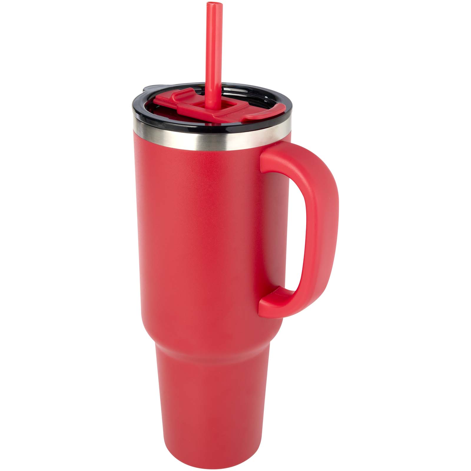 Sydney 1200 ml doppelwandiger RCS-zertifizierter Kupfer-Vakuum Isolierbecher mit Strohhalm rot