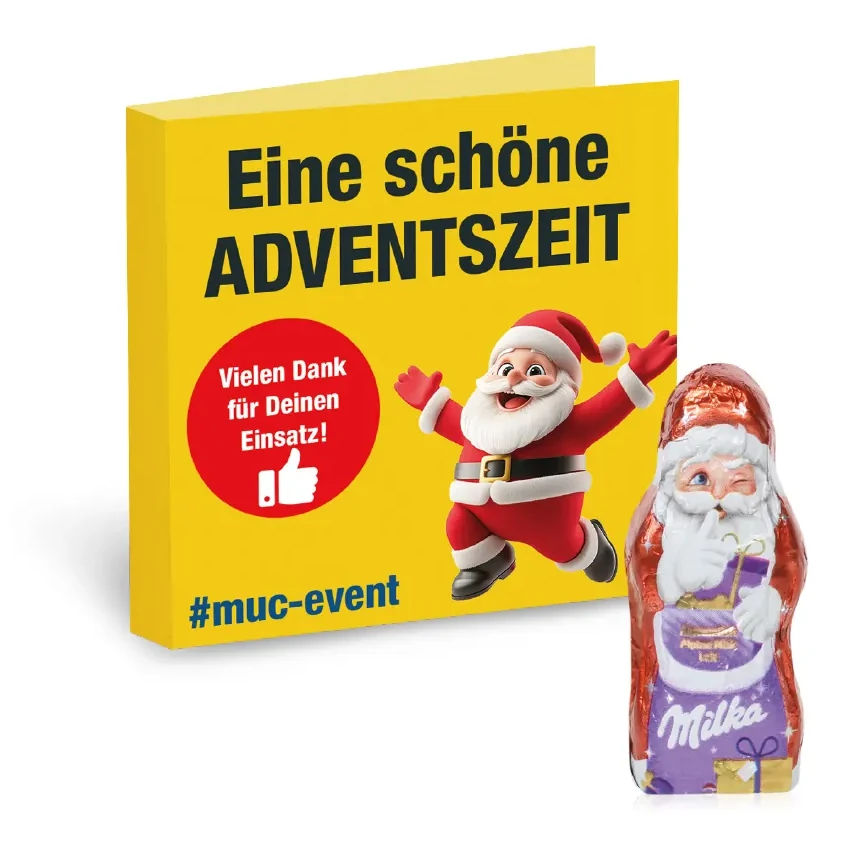 Werbe-Klappkarte mit Weihnachtsmann von Milka