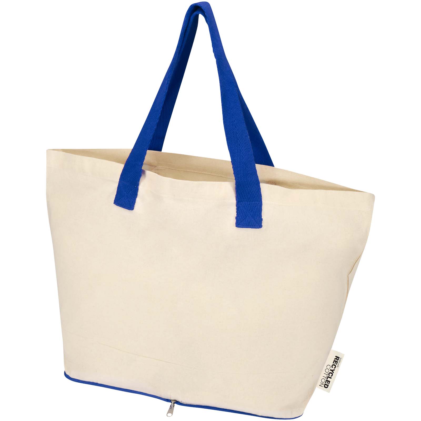 Sierra 140 g/m² Faltbare Tragetasche aus GRS recycelter Baumwolle 12L natur, royalblau