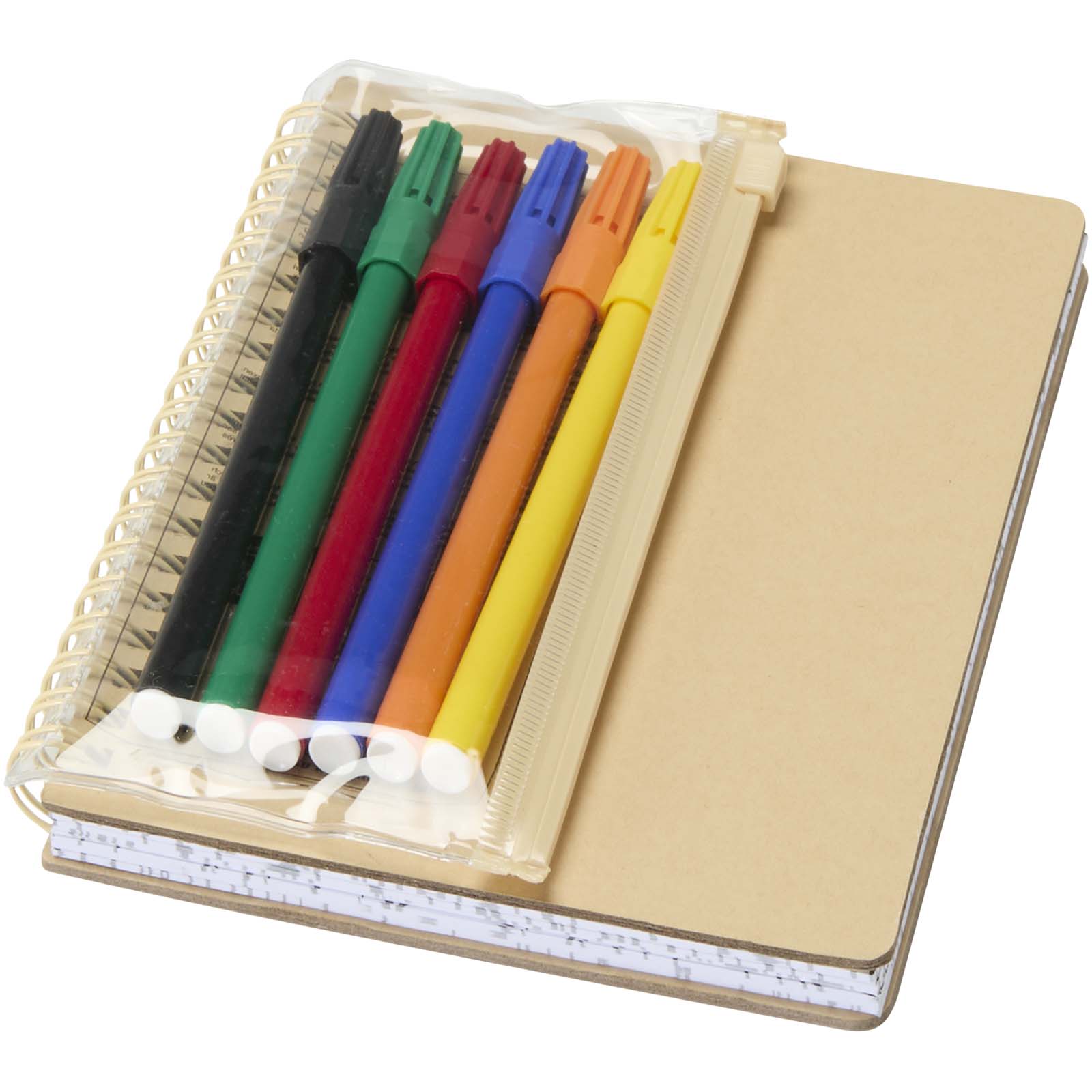 Squiggle B6 Hardcover Notizbuch mit Marker-Set natur