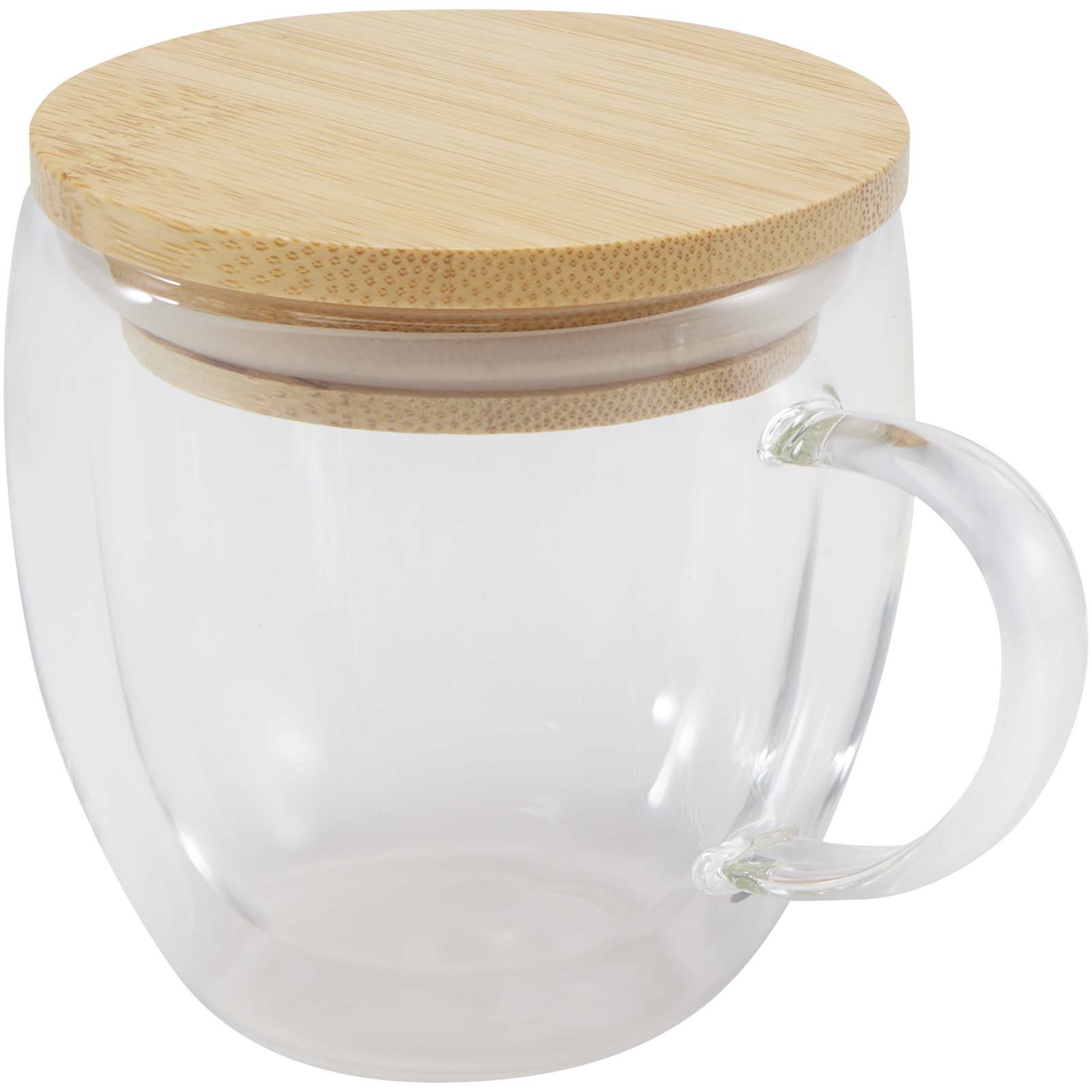 Lenora 250 ml Glasbecher mit Bambusdeckel transparent klar