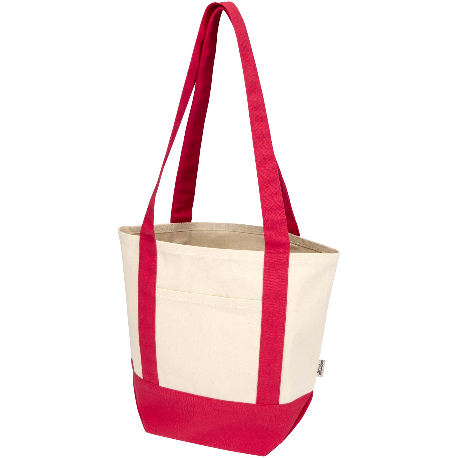 Sam 320 g/m² Mini-Tragetasche aus GRS recycelter Baumwolle rot, natur