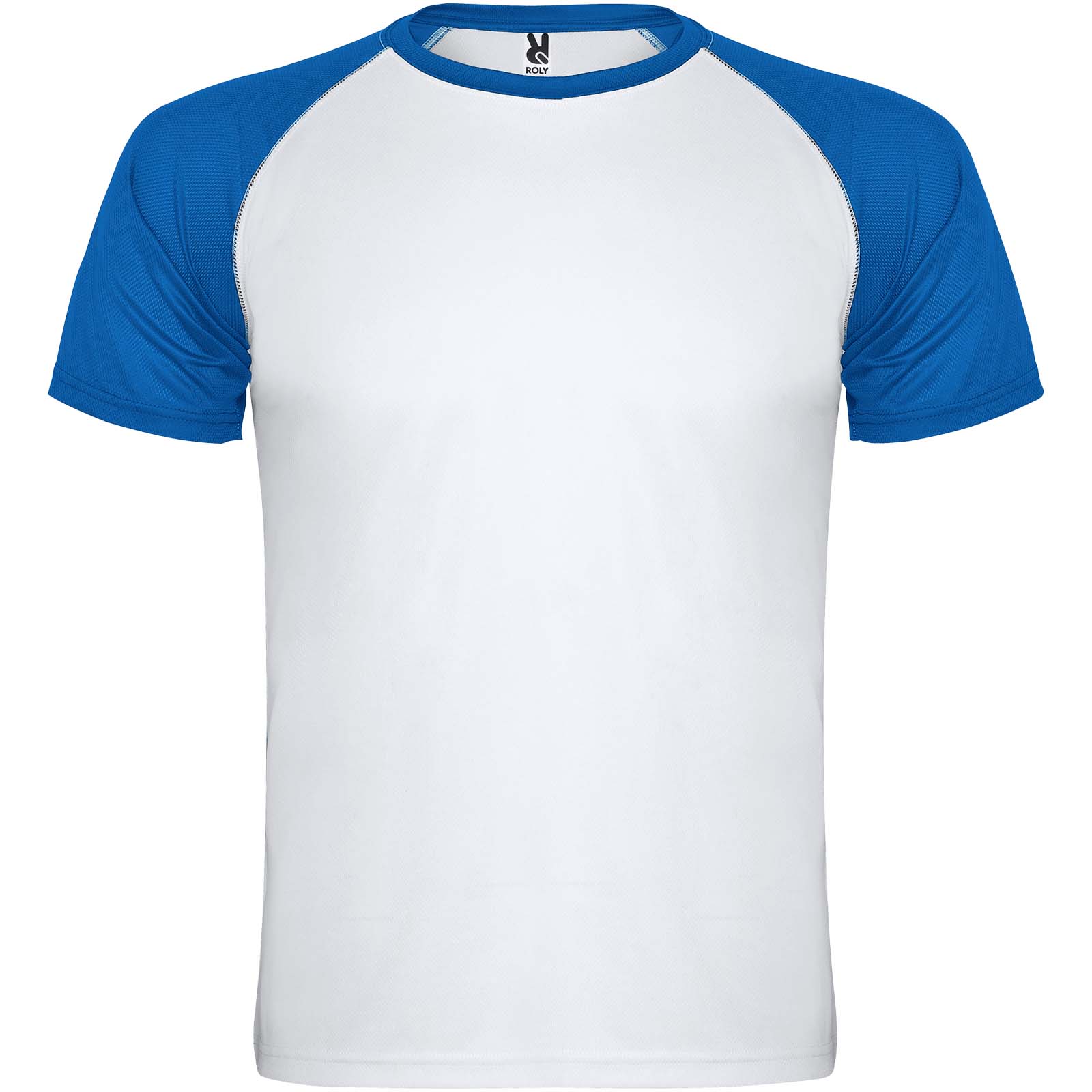 Indianapolis 140 g/m² T-Shirt Unisex aus recyceltem Material weiss, royalblau