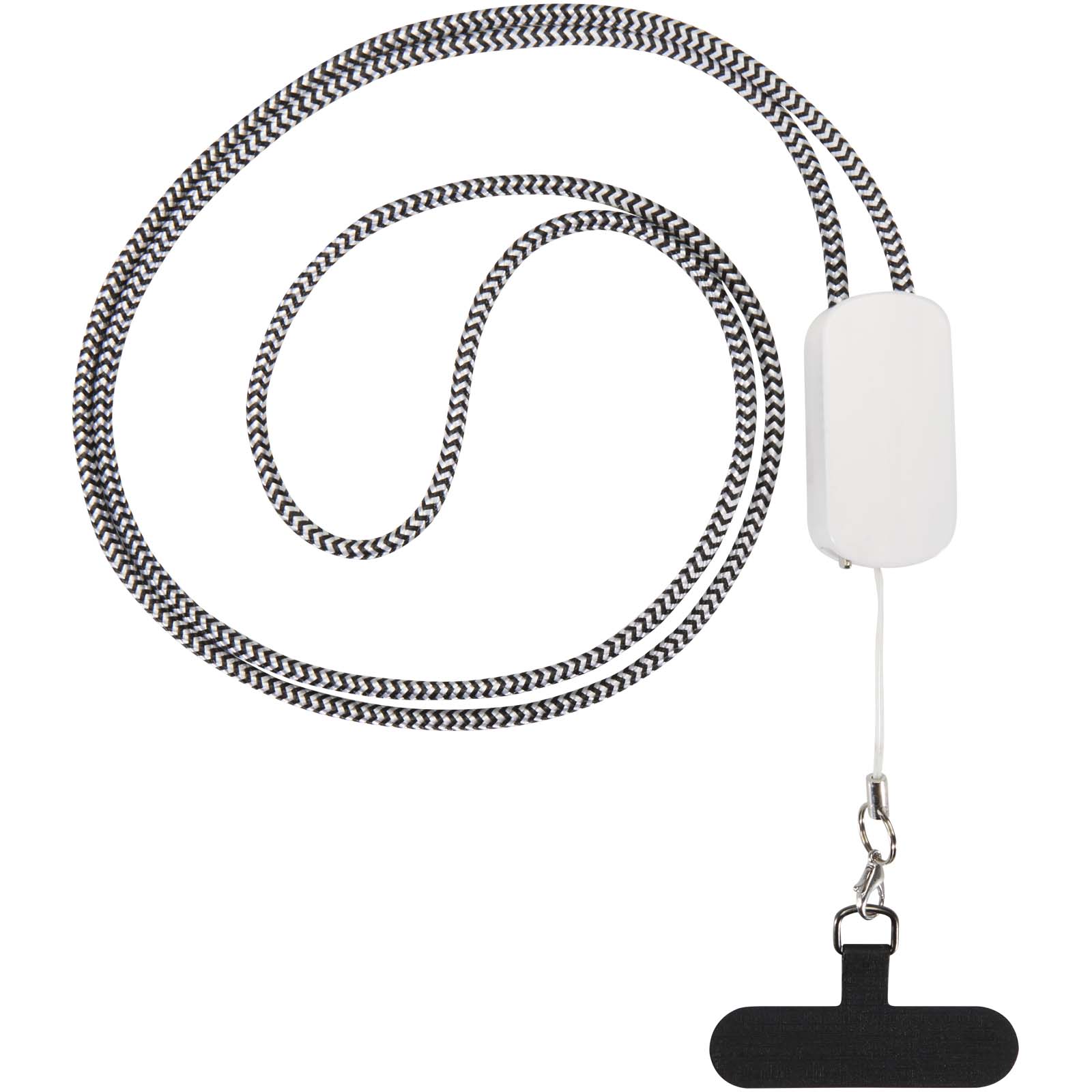 Anser Smartphone Lanyard aus recyceltem Kunststoff mit 27 W 5-in-1 integriertem Kabel weiss