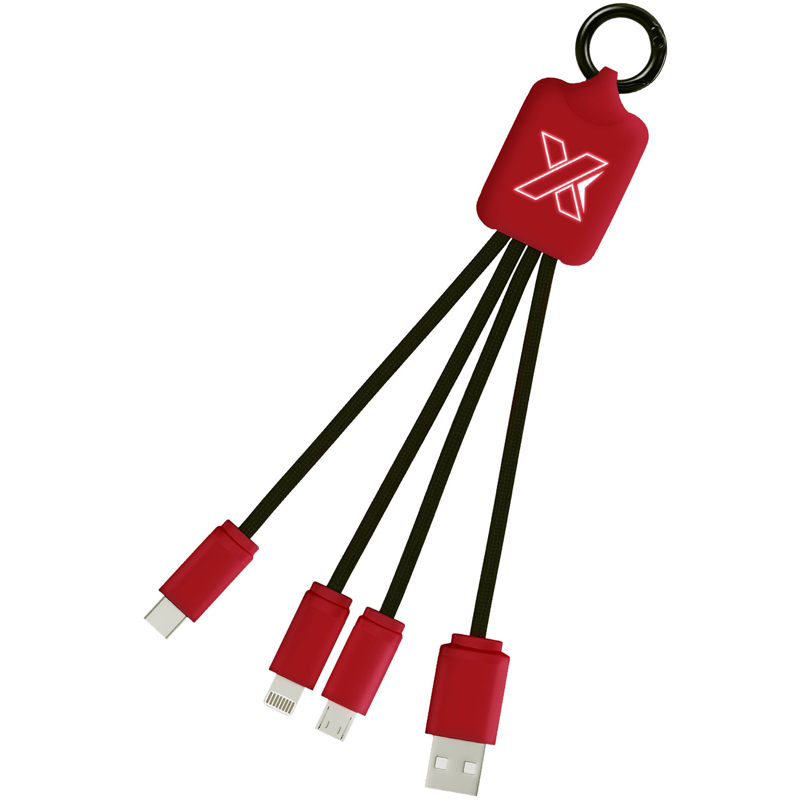 SCX.design C15 Quatro Ladekabel mit Leuchtlogo mittelrot, schwarz