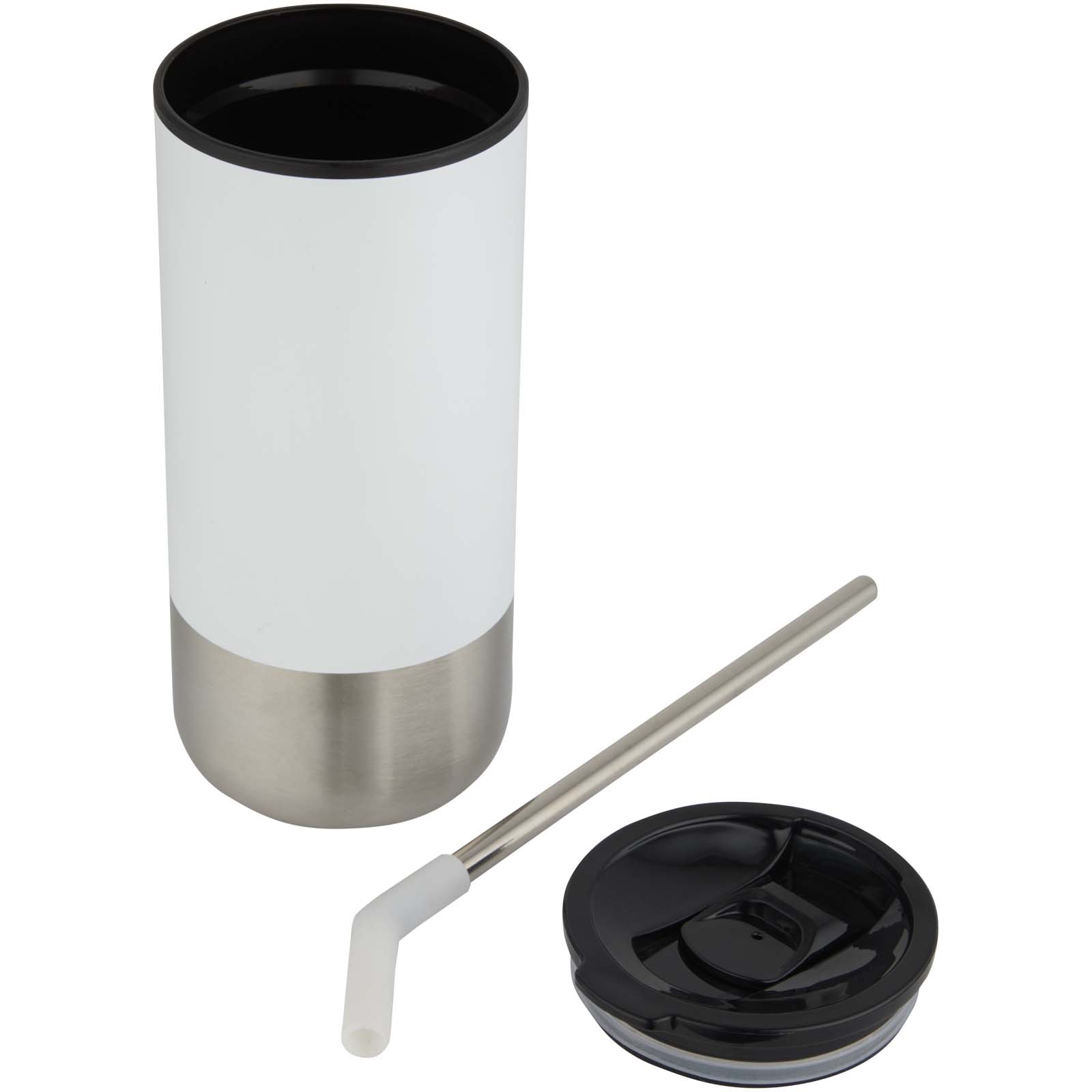 Grayson 480 ml RCS recycelter Isolierbecher mit Trinkhalm weiss