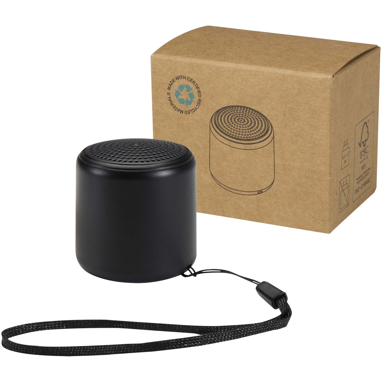 Velkis 3 W Bluetooth® Lautsprecher aus recyceltem Kunststoff schwarz