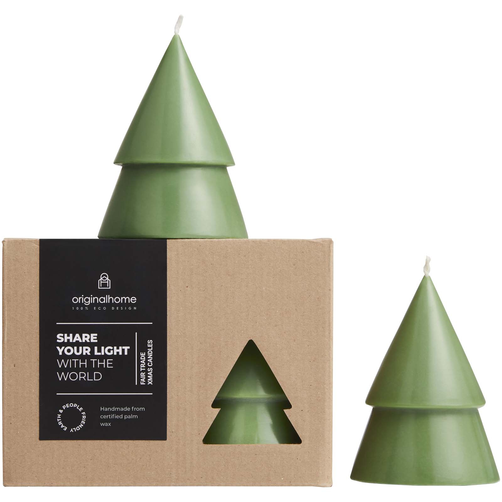 Originalhome Weihnachtsbaum Kerze M, 2er Set heather grün