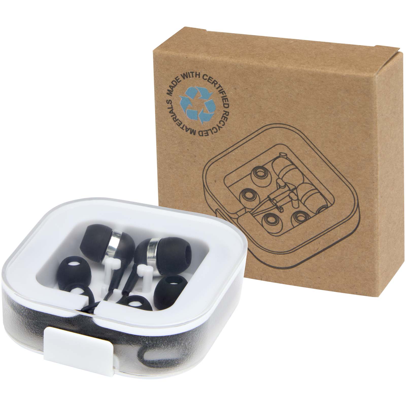 Baekdu kabelgebundenes Headset Typ-C mit Aufbewahrungsbox aus recyceltem Kunststoff schwarz