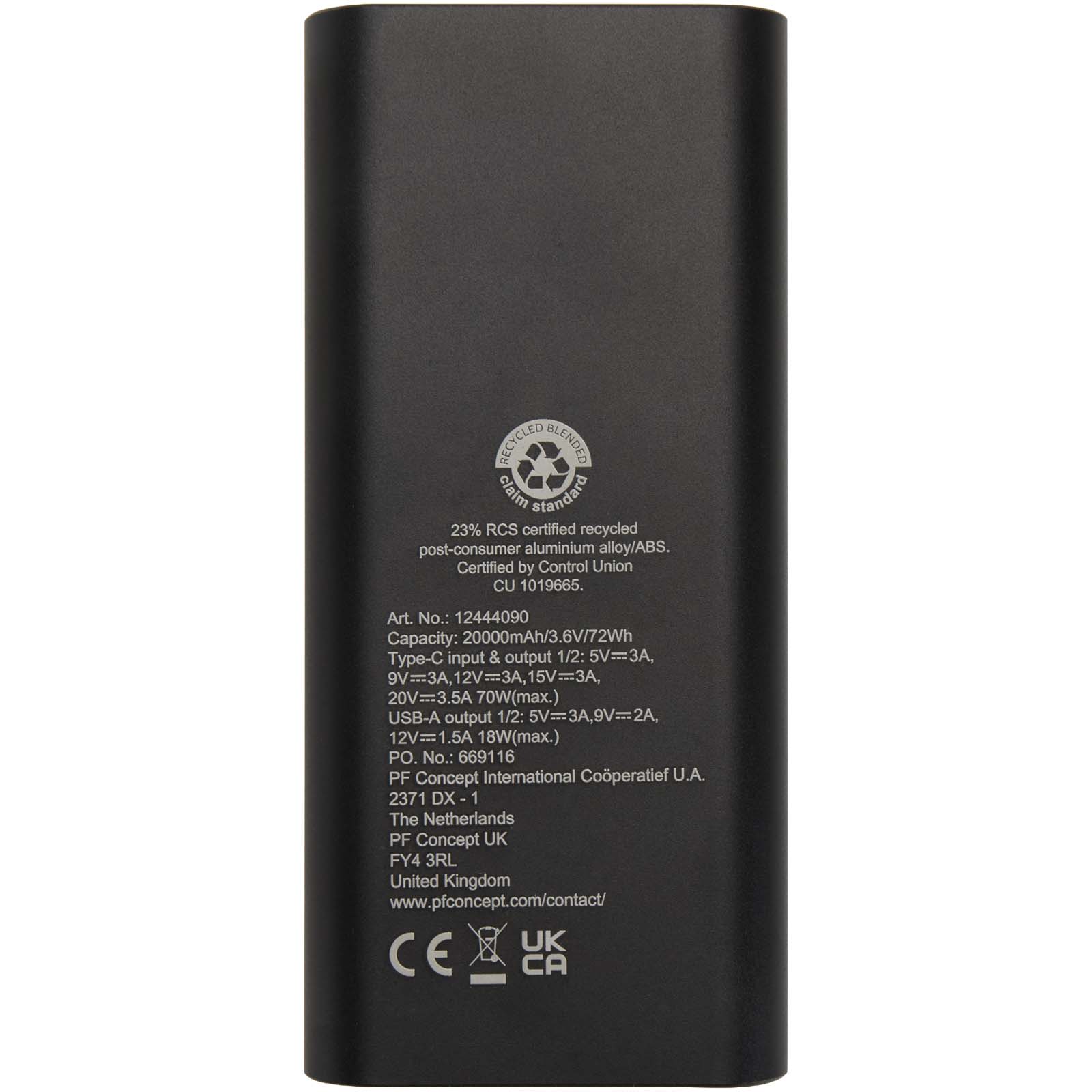 Acamar 70 W 20.000 mAh Laptop Powerbank aus recyceltem Aluminium schwarz