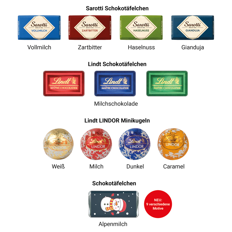 Shape Adventskalender Trikot, Sarotti Schokoladen-Täfelchen