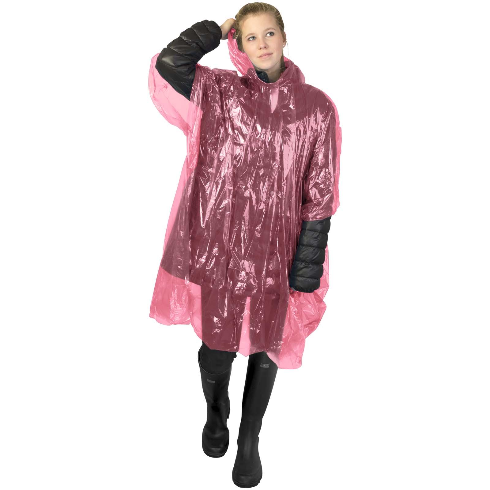 Ziva Einweg Regenponcho mit Hülle rot
