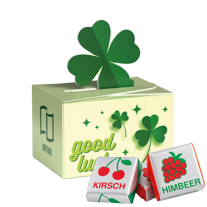 Geschenkbox Mini Kleeblatt, Lindt LINDOR Milchkugeln