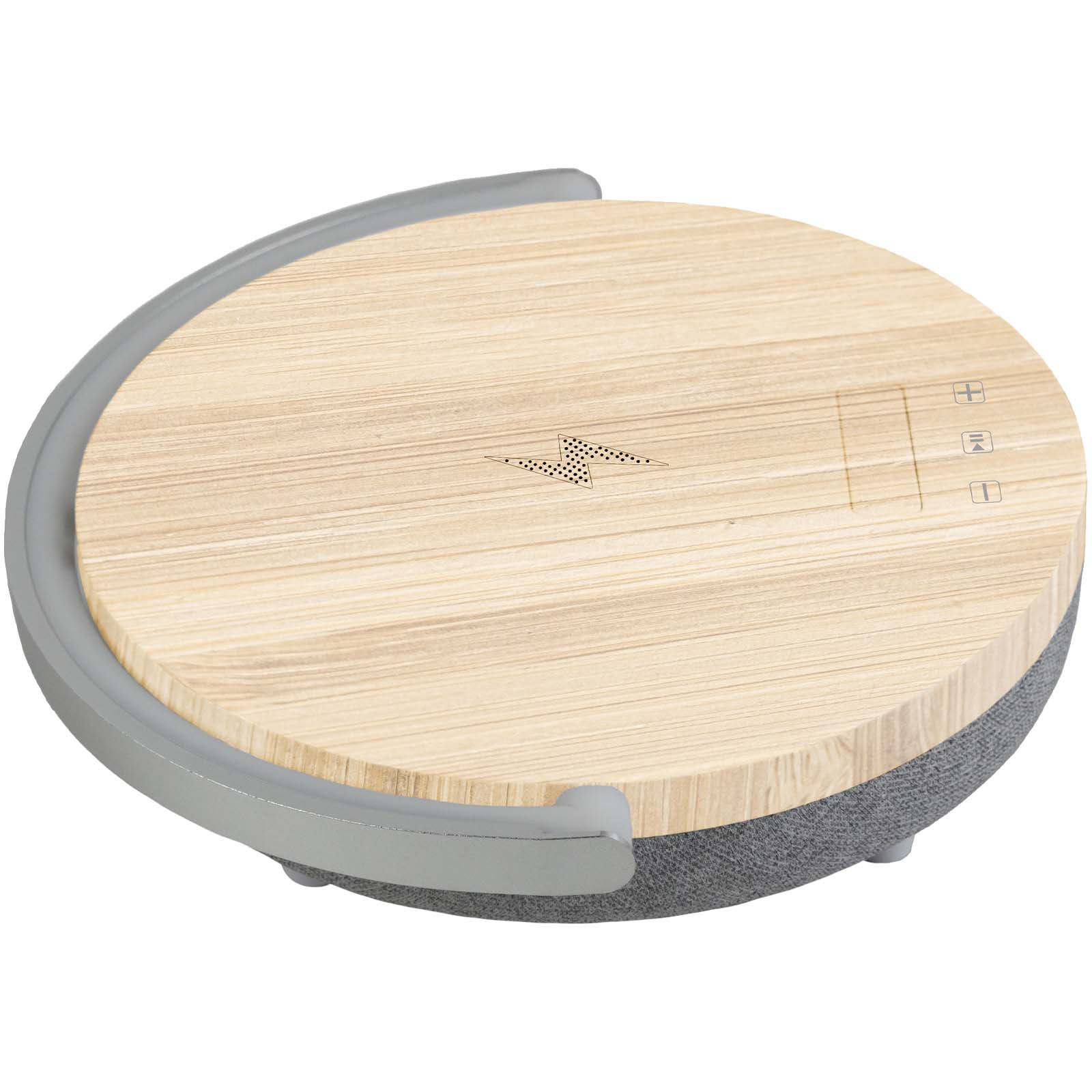 Prixton 10W 4-in-1 Bluetooth®-Lautsprecher mit LED-Licht und kabelloser Ladestation holz