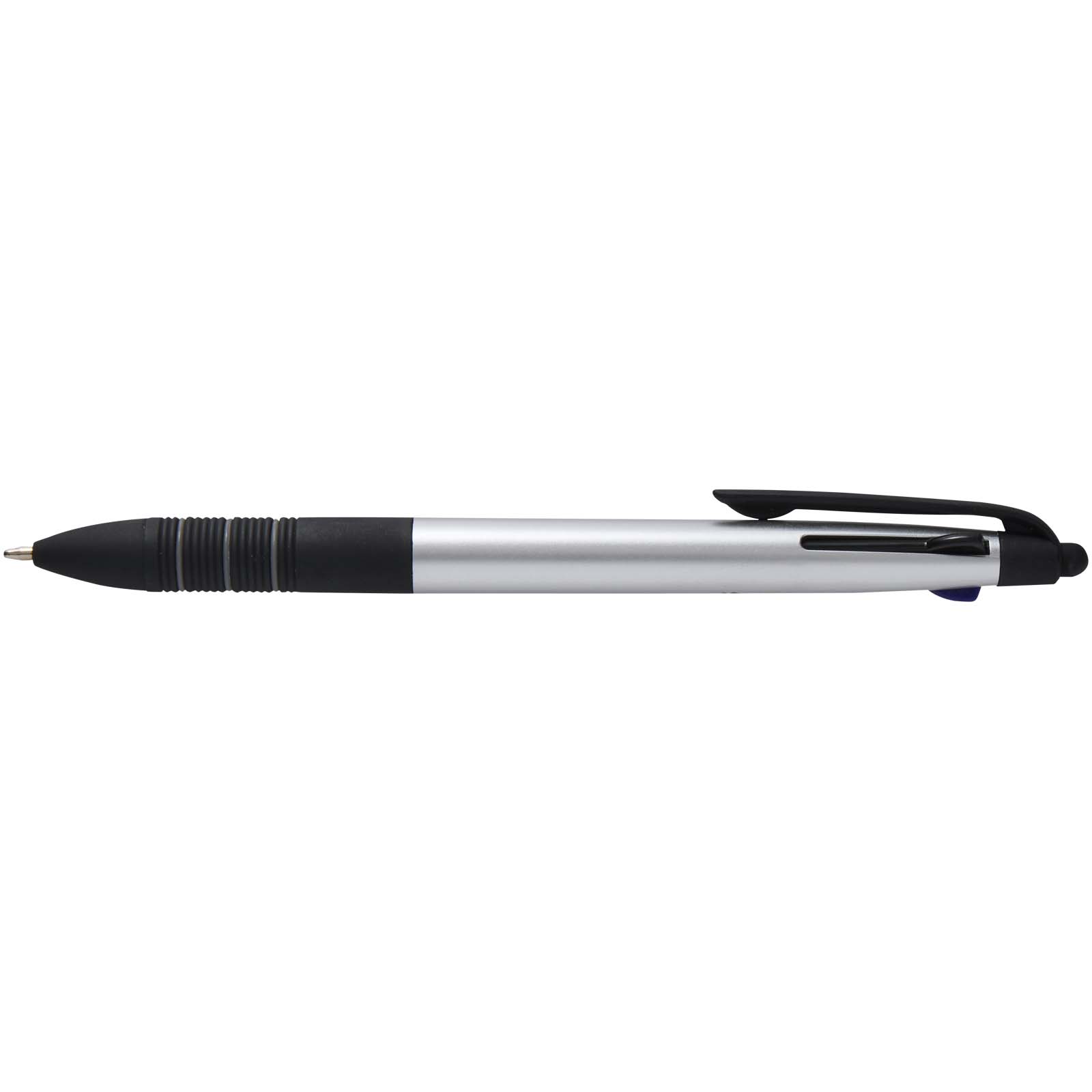 Trine 3-Farben RCS recycelter Kugelschreiber mit Stylus silber, schwarz