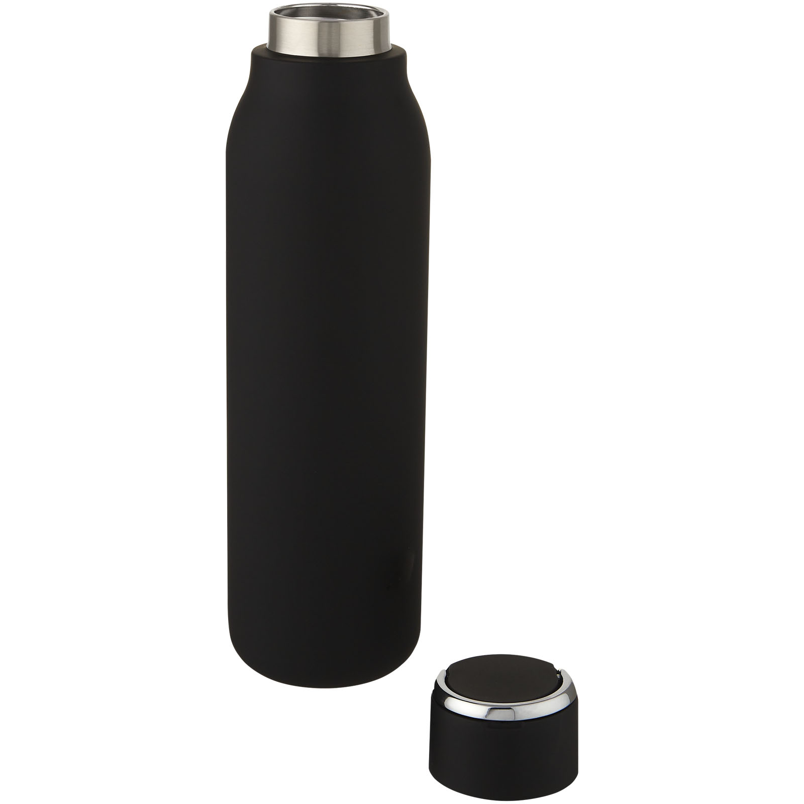 Marka 600 ml Kupfer-Vakuum Isolierflasche mit Metallschlaufe schwarz