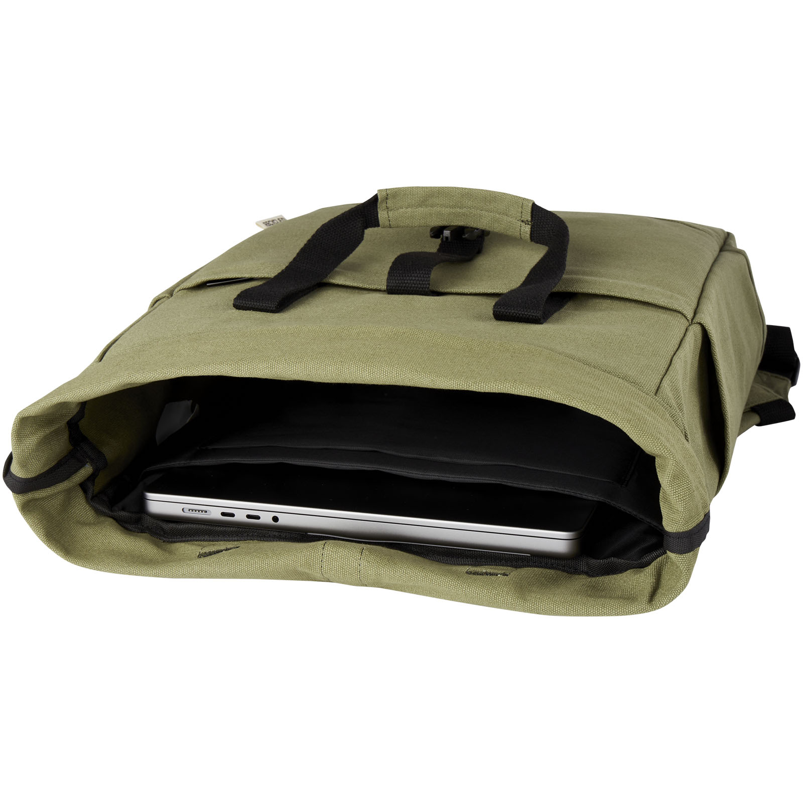 Joey 15" GRS Rolltop Laptoprucksack aus recyceltem Canvas 15 L olive