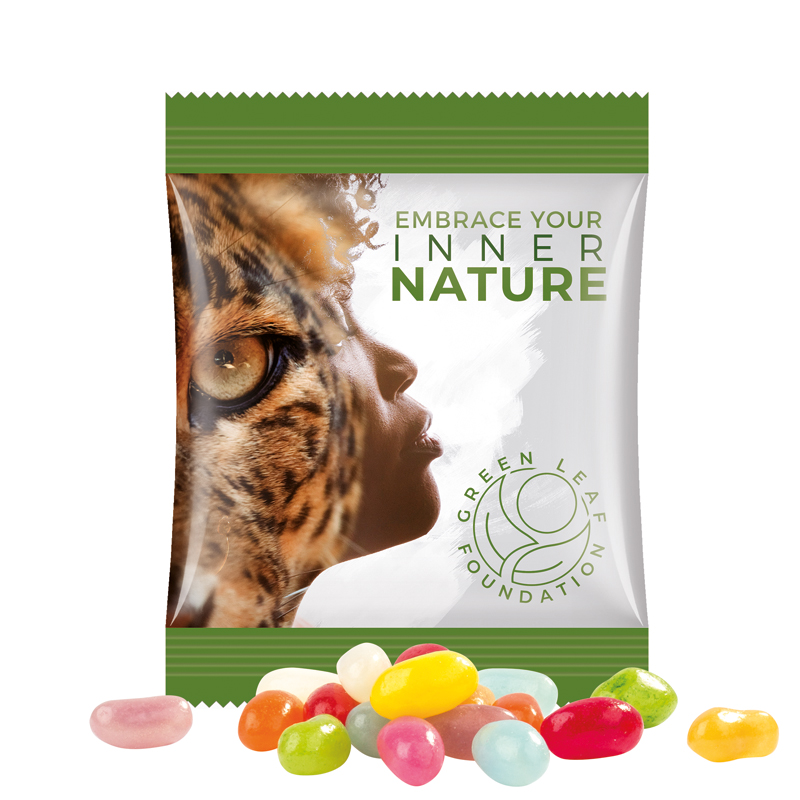 Minitüte 10 g, transparente kompostierbare Folie, Jelly Beans